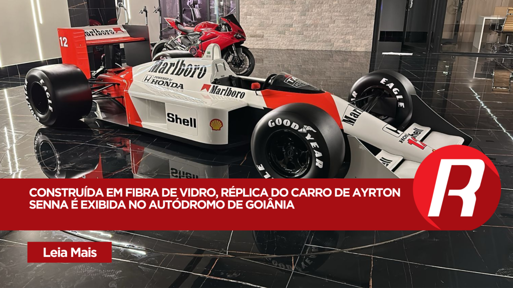 Construída em fibra de vidro, Réplica do carro de Ayrton Senna é exibida no Autódromo de Goiânia