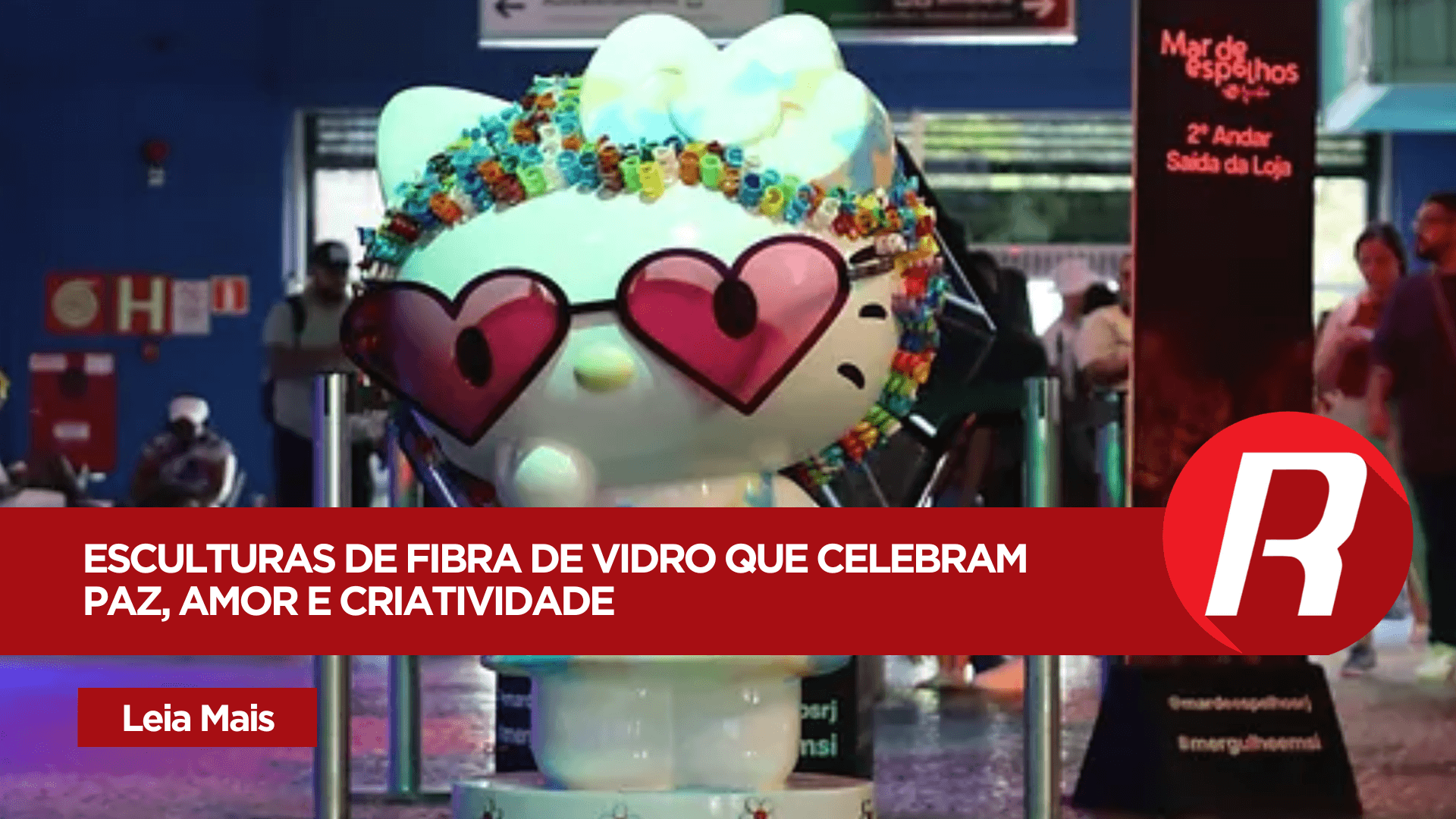 Cintia Abravanel participa da exposição Hello Kitty Parade no AquaRio, esculturas de fibra de vidro.