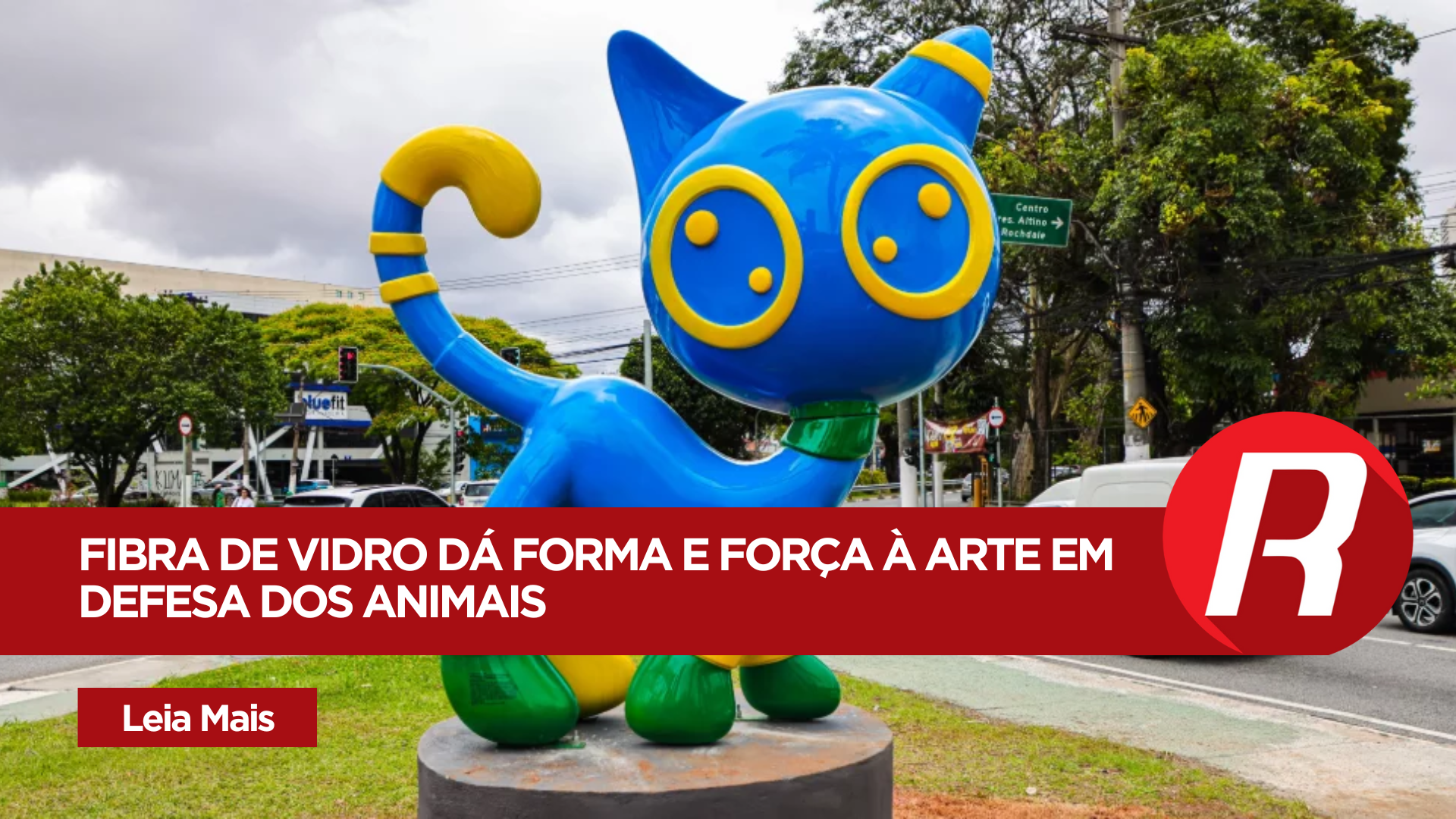 Escultura em fibra de vidro destaca causa animal em Osasco